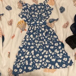 Floral Blue Kids Casual Dress